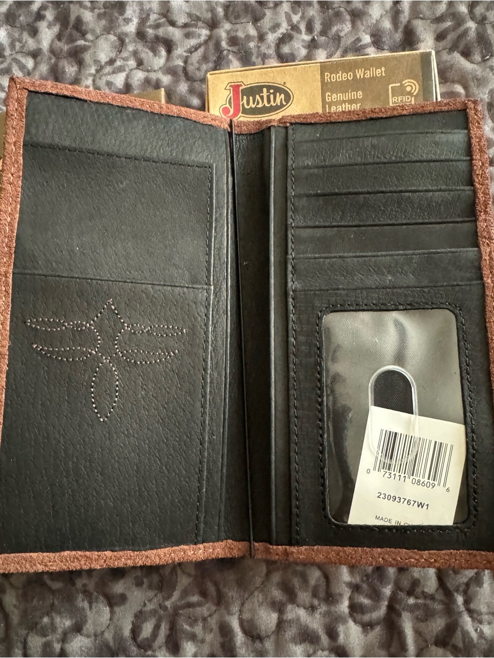 Justin - Men's Leather Roughout Rodeo Wallet - Picture 4 of 4